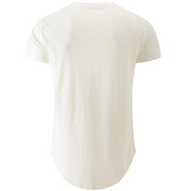 KLIEGOU Mens 100% Cotton Hipster Hip Hop Longline Crewneck T-Shirt White XXXL