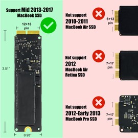 Bitsjour SSD 12 16 Pin Case for MacBook Air/Pro Hard Drive, 20Gbps External Enclosure for Mid 2013-2017 A1466 A1465 A1502 A1398, Portable USB C 3.2 External Adapter Box
