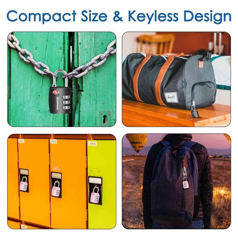 2 Pack TSA Approved Travel Luggage Locks, Combination Lock Alloy