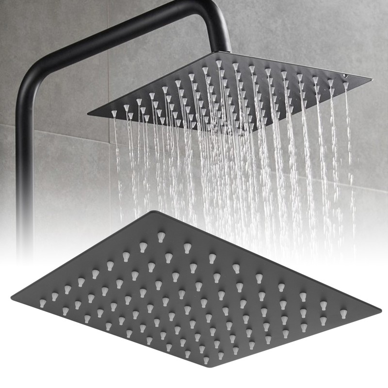 Stainless Steel Rainfall Shower Head Bathroom Square Top Ceiling Mount