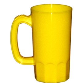 Jean's Plastics 8 22 Ounce Beer Mugs Beer Steins, Brilliant Yellow Color, Very Durable.