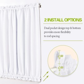 PONY DANCE Glass Door Curtain - Window Treatments Panels Solid Energy Efficient Rod Pocket for Metal French Patio Door Panel with Tieback, 54 x 72 inches, Pure White, Single Piece