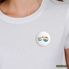 Huuraa Button Love & Peace Gift Love & Peace Gift Idea, 25mm, Metal
