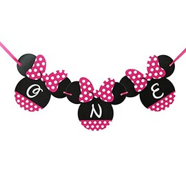 Minnie Mouse One Banner Happy Birthday Banner Minnie Mouse 1st Birthday Banner ONE Birthday Banner Minnie Mouse Party Decoration Card Stock Banner Photo Prop Minnie Mouse Banner