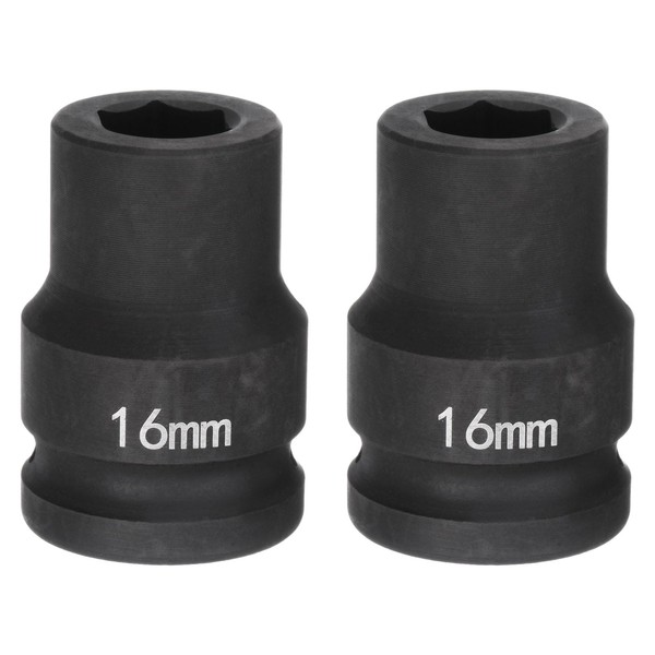 sourcing map 2pcs 6-Point Impact Socket 3/4" Drive 16mm Metric
