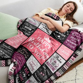 Birthday Gifts for Women Girls Throw Blanket 150x130CM, Happy Birthday Decorations for Women, Gifts for Women Birthday Unique, Womens Birthday Gift Ideas for Her Friend Mom Sister Grandma Wife