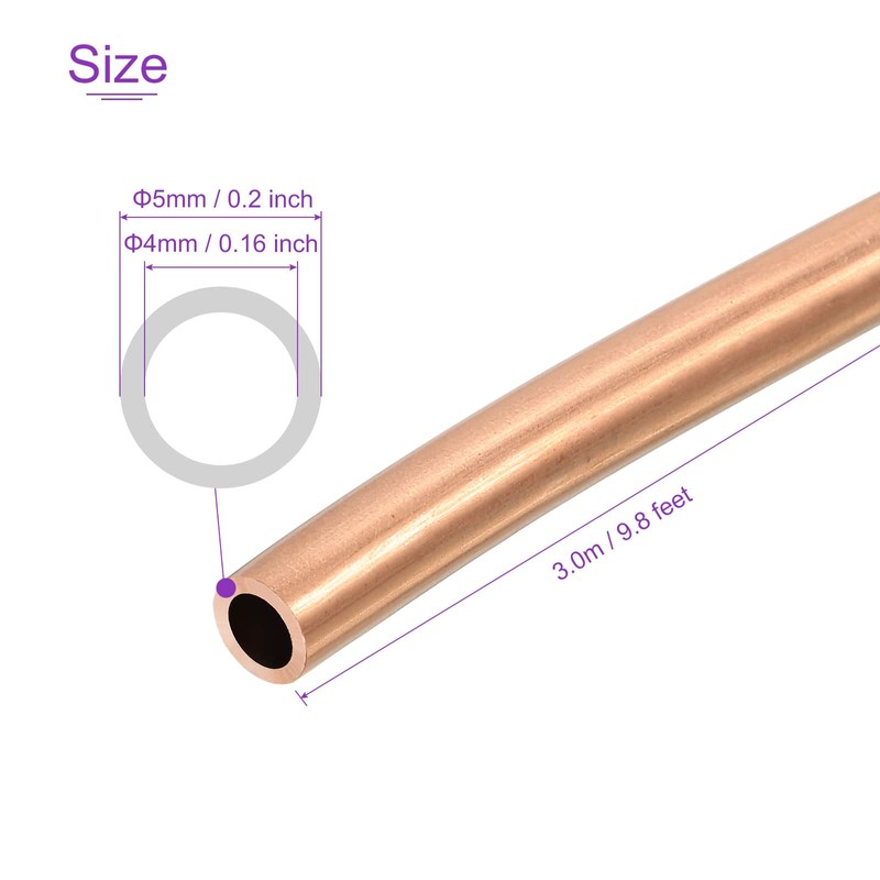 DMiotech 4mm x 5mm Long 3.0 M Refrigerator Copper Pipe