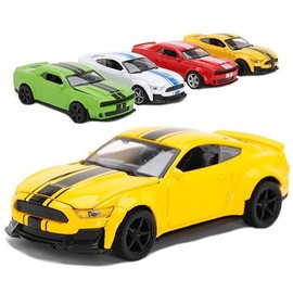 Toyland® 12cm (2") Yellow Die Cast Pull Back Muscle Car With Opening Bonnet - Replica Toy/Model Car - Play Vehicles