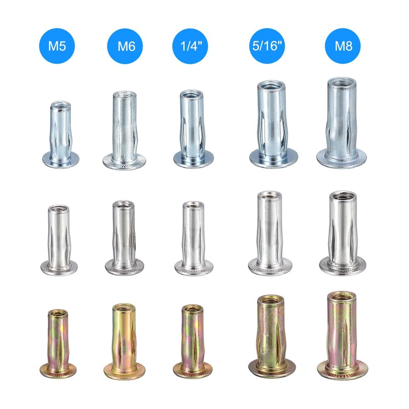 Awclub 5/16-18 Multi-Grip Rivet Nuts, 24pcs Pre-Bulbed Shank Flat Head