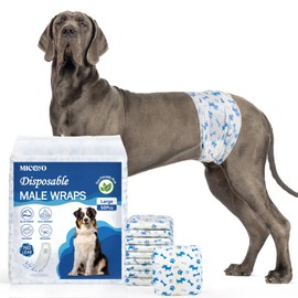 MICOOYO Dog Diapers Male Disposable Super Absorbent Male Dog Wraps Lighter Dogs Diaper Leakproof Puppy Diapers Doggie Diaper with Wetness Indicator (L, 50Counts)