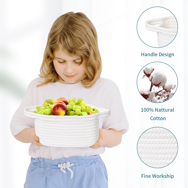 ABenkle Small Storage Basket, Mini Basket, Cute Tiny Cotton Rope