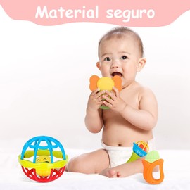 Sonajeros para Niño, 10 PCS Juguetes de Sonajero y Mordedor Sonajeros de Mano Estimulacion Temprana para Niño con Sonido, Lindo Divertidas Sonajas para Tamaño Ideal para Niño Manos (10 Pcs)
