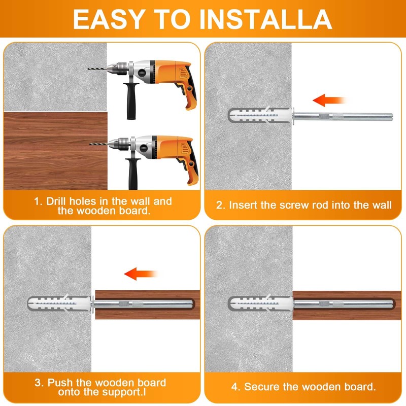 Set of 4 Invisible Wall Shelf Brackets - Floating Shelf