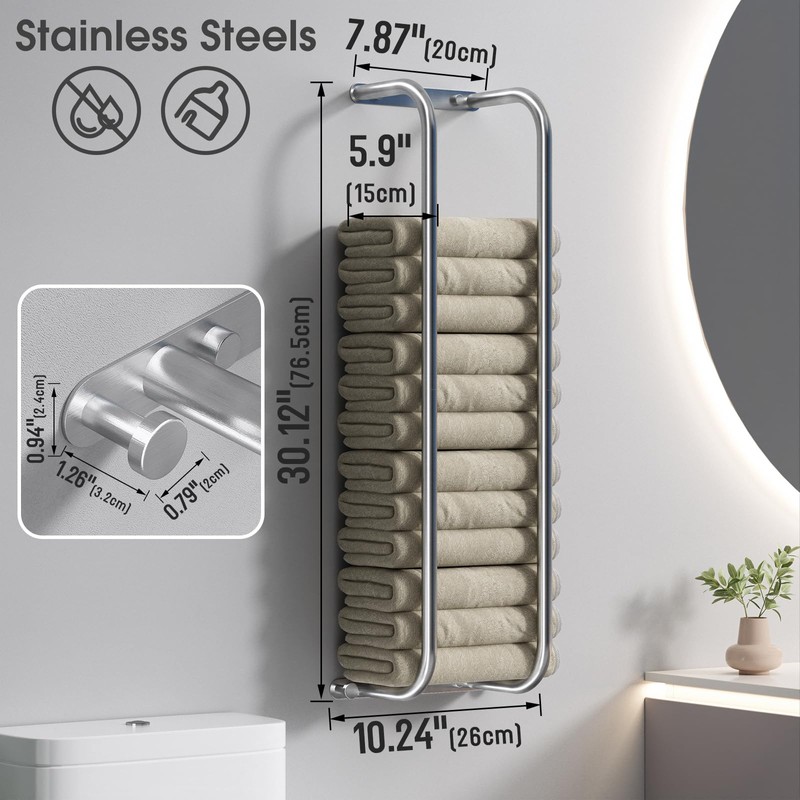 Danpoo Towel Racks for Bathroom Wall Mounted, Towel Storage Organizer,
