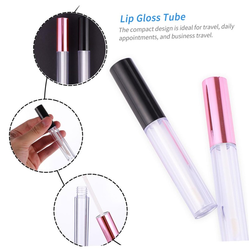 TOVINANNA 3sets Mini Lip Gloss Tube Plastic Lip Gloss Bottle