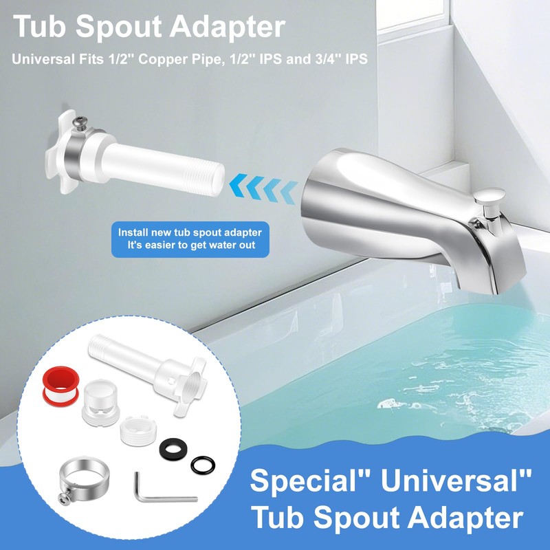 Four in One Tub Spout Adapter, Bathtub Faucet Spout Adapter