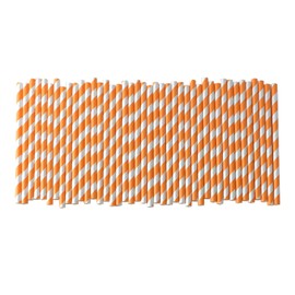 Cocktail Paper Straws - 5.75 inch Biodegradable Paper Drinking Straws Coffee Stirrer for Birthday, Celebration, Wedding, Holiday - 500 Pack, Orange Striped