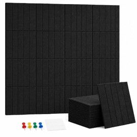Corodo 48"x48" Large Felt Bulletin Board Tiles for Wall, 16 Pack, Black
