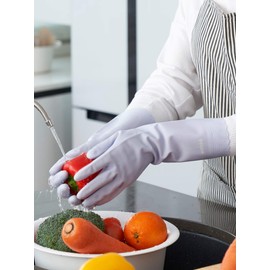 LANON wahoo Skin-Friendly Dishwashing Cleaning Gloves, Reusable Unlined Dish Washing Gloves, Non-Slip, Icelandic Blue, Small