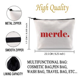 JXGZSO French Saying Cosmetic Bag Merde Makeup Pouch French Statement Pouch Bag French gift Paris Gift French Lovers Gift (merde Bag)