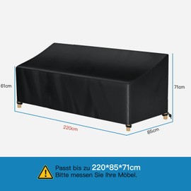 Awnic 3-Seater Outdoor Sofa Cover Waterproof Garden Sectional Sofa Cover Patio Furniture Covers 220 x 85 x 71 cm