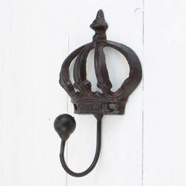 Macosa SA80248 Wall Hook Crown Cast Iron Country House Style Antique Rust-Coloured Varnished Nostalgic Coat Hook Towel Hook Wall Decoration
