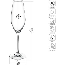 Krosno Champagne and Sparkling Wine Glasses, Set of 6, 7.10 oz, Splendor Collection, Lead-Free Glass, Flutes for Prosecco, Sparkling Wine, Champagne and Mimosas, Dishwasher Safe, Made in Europe