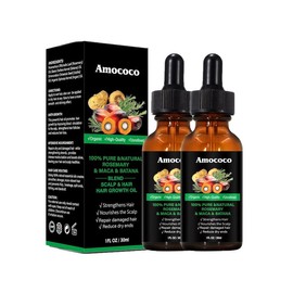 Amococo Rosemary & Batana Oil -Blended with Jojoba & Argan Oil-100% Organic Essential Oil forHair Haircare Daily Repairing Restore Moisture Vitamins - Specification: 2pcs