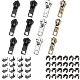 Pack of 52 Zip Repair Set, Replacement Zipper for Zip, Removable Zip Puller, Metal Zip for Jacket, Jeans, Sewing, DIY Crafts