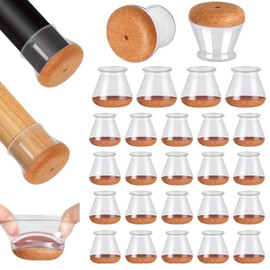 24 Pcs Chair Leg Floor Protectors PISAO, Silicone Table and Chair Leg Protectors Caps Covers for Hardwood Floors, Furniture Pads Sliders with Wrapped Felt Bottom Extra Large 1.5"-2"(38mm-50mm)