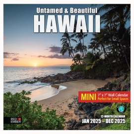 RED EMBER Untamed & Beautiful Hawaii Mini 2025 Wall Calendar 12 Month | 7" x 14" Open | Thick & Sturdy Paper | Giftable | Calendar 2025