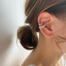 Pink Ear Cuff Earrings for Women Trendy Stuff Chunky Ear Cuffs Non Piercing Clip On Huggie Hoop Earrings Cartilage Helix Earring Set Jewelry Gifts Stocking Stuffers for Women