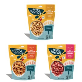 Seven Sundays Oat Protein Cereal, 8 Oz Bag (Pack of 3), Gluten Free, 5g Upcycled Protein, 0g Refined Sugar, Crunchy Sweet Snack, Variety Pack