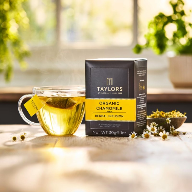 Taylors of Harrogate Organic Chamomile Herbal Tea, Individually Wrapped Bags,
