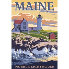 York, Maine - Nubble Lighthouse (16x24 Giclee Gallery Print, Wall Decor Travel Poster)