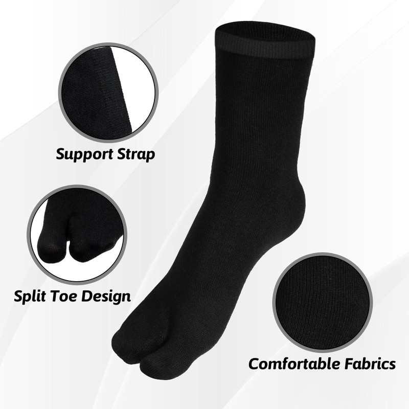 Qulkws 4 Pairs Unisex Split Toe Cotton Tabi Sock Split