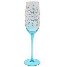 Shudehill Giftware Gold Speckle Birthday Special Age Colourful Flute Glass - 18th, 21st, 30th, 40th, 50th, 60th, 70th Birthday Gift (50)