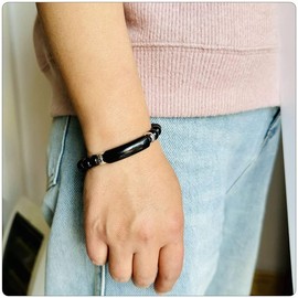 PEAS Fashion Jewelry Healing Stone Bracelet Crystal Energy Stretch Bracelet(Black)