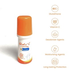 Gluta-C Deodorant Roll-On, 24-Hour Odor and Sweat Protection, Smoothens and Hydrates Underarm Skin, Paraben-Free, Quick-Dry, 40ml for Women & Men