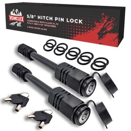 Vehiclex Twin Pack (2 Keyed Alike) Trailer Hitch Pin Locks - 5/8" Pins for 2" Hitch Class III, IV - Designed to Defend Against Dust, Mud, and Thieves