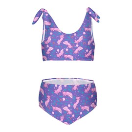 SLHKPNS Pink Axolotl Girls Swimsuit Bikini Set Beach Sport Tankini 2-Piece Swimsuit 11-12T