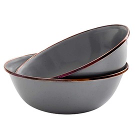 BAREBONES Enamel Bowl Set of 2, Stone Gray