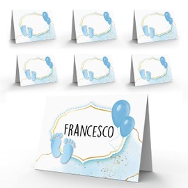 Christening Place Cards Pack of 40 Elegant Children's Table Decoration for Ceremony Male