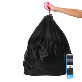 Basuritas | 60 Bolsas de Basura Grandes con cinta de cierre, 65 x 77 cm (pack 5x12)