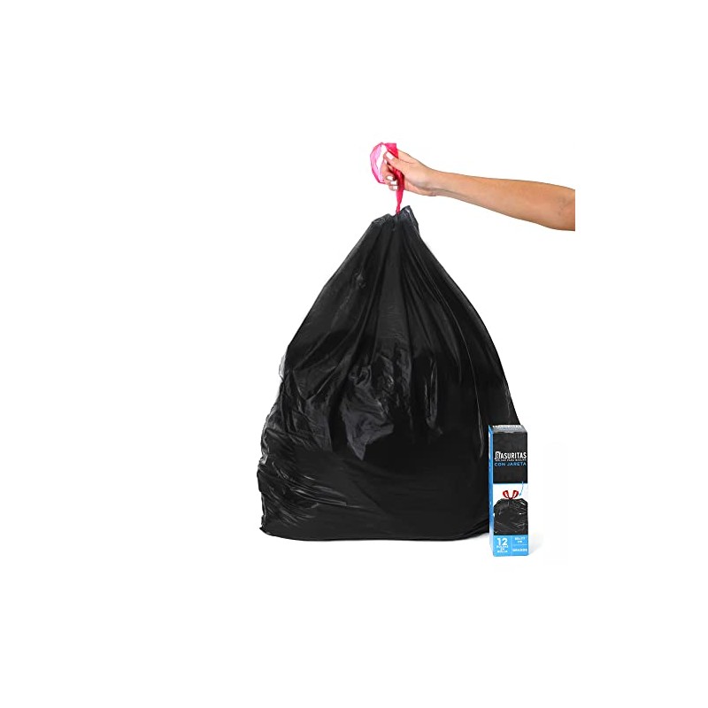 Basuritas | 60 Bolsas de Basura Grandes con cinta de
