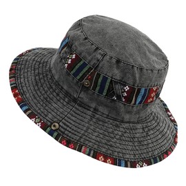 HIQIU Sun Hat Men's Sun Hats Ethnic Style Summer Sun Protection Outdoor Hiking Hat Foldable Fishing Hat Fishing Hat Safari Hat Boonie Hat, gray