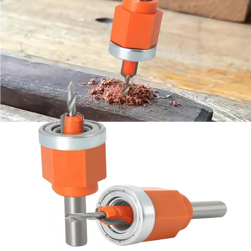 5-Piece Countersink Drill Bit Set with Adjustable Depth Stop for