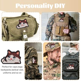 AOZUO Funny Cry Cat Patch, Embroidered Applique Patches, Cute Cat Patches DIY Decal Accessories with Hook Fastener Backing for Tactical Backpacks Dog Harnesses Army Vests Gym Bags Hats Helmets