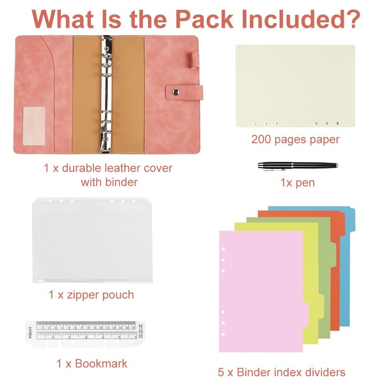 ANOMM A5 Ring Binder Notebook PU Leather Diary, Refillable Notebook