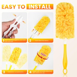 Pure Realm Duster Refills Compatible with Swiffer Dusters，Multi Surface 360 Heavy Duty Duster Refills & 1 Handle, Disposable Dusters for Cleaning (32 Count+1 Handle)